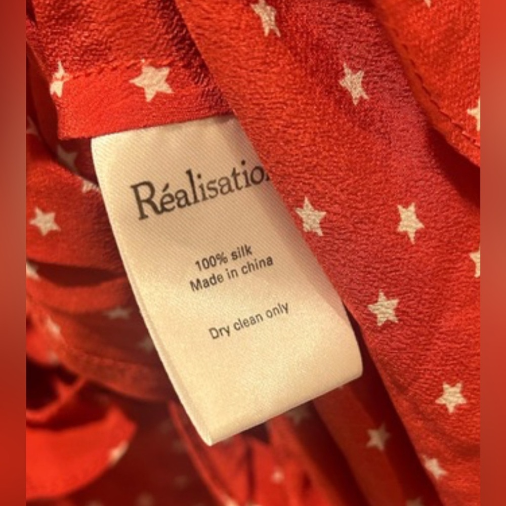 Realisation Par The Alexandra Silk Wrap Mini Dress | Red/White Star | Size Small - Picture 5 of 5